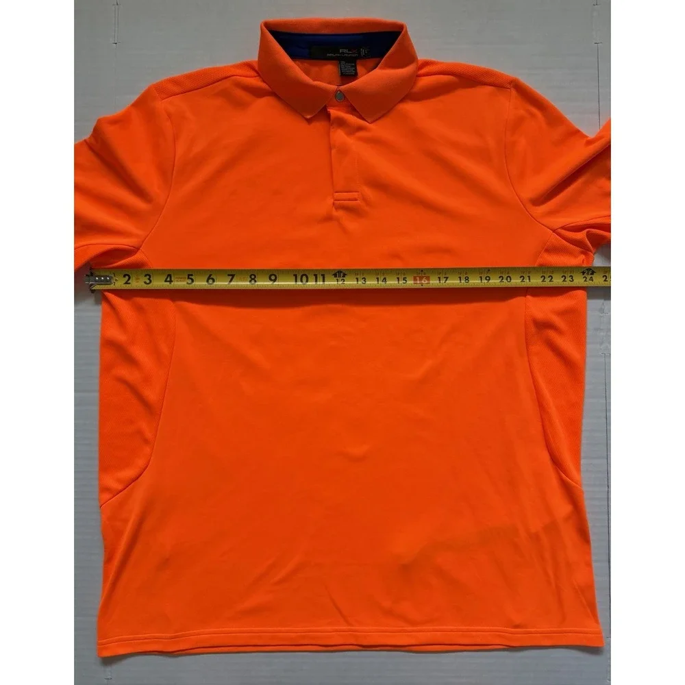 RLX Ralph Lauren Polo Shirt Mens L Orange Performance Golf Moisture Wicking Logo